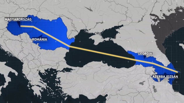 Az Azerbajdzsánból érkező vezeték útja / kép: hirado.hu